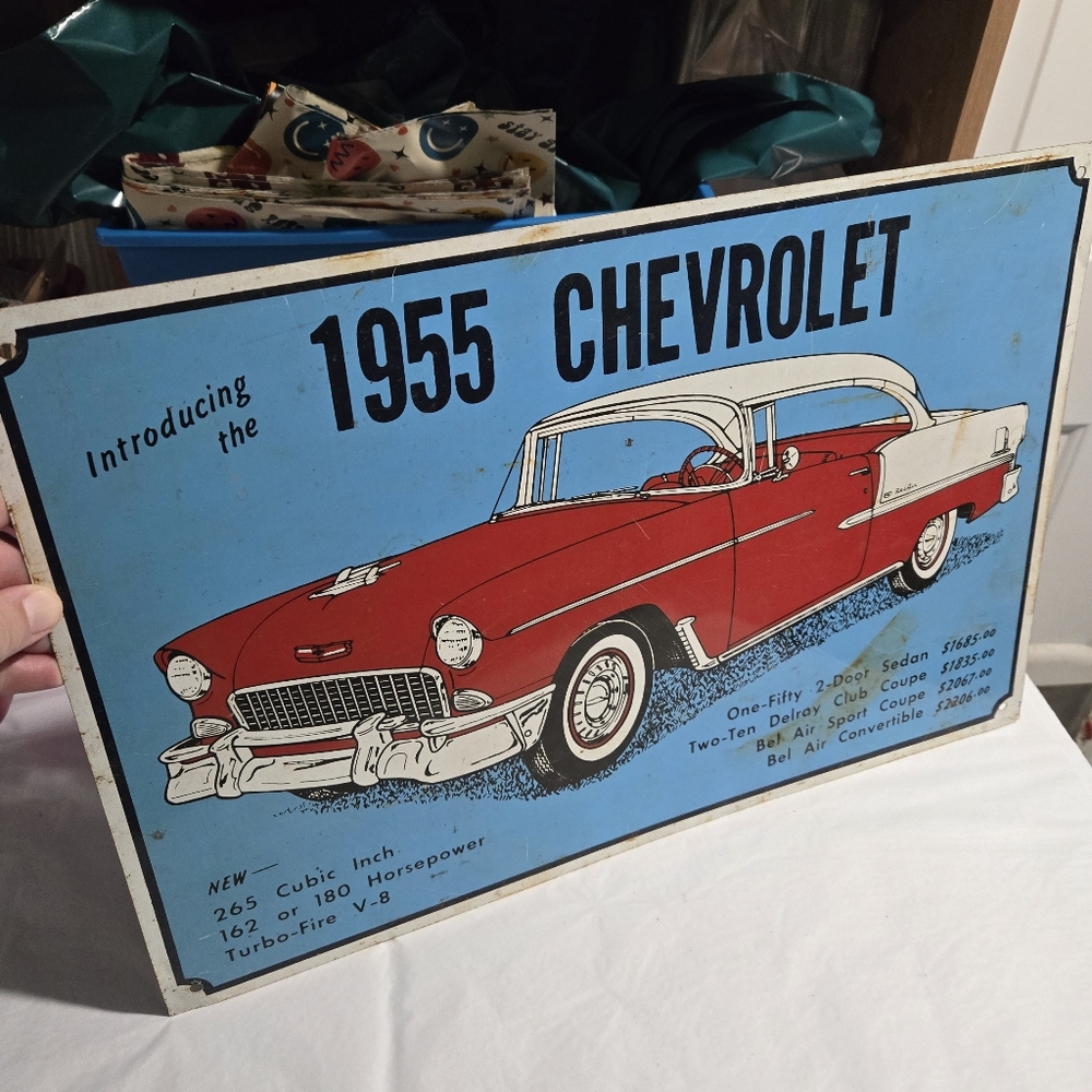 Chevrolet Vintage 1955 Wall Art in Red and Blue